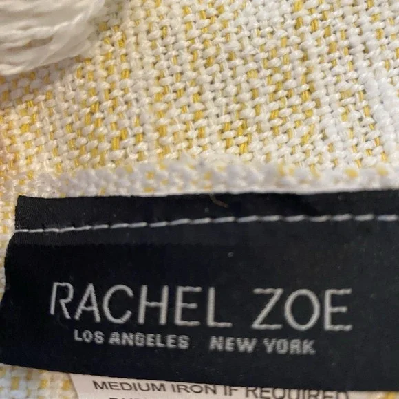 Rachel Zoe Soft Yellow Cotton Throw Blanket White Tufted Daisies Tassels 54x61 - Picture 6 of 9
